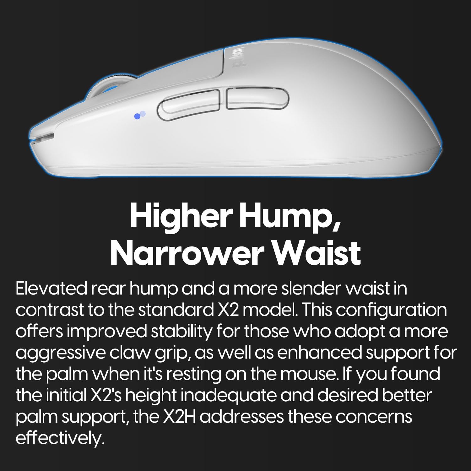 Detalle de Pulsar Gaming Gears X2H Mini (Blanc) : souris légère à capteur PAW3395 et switches optiques