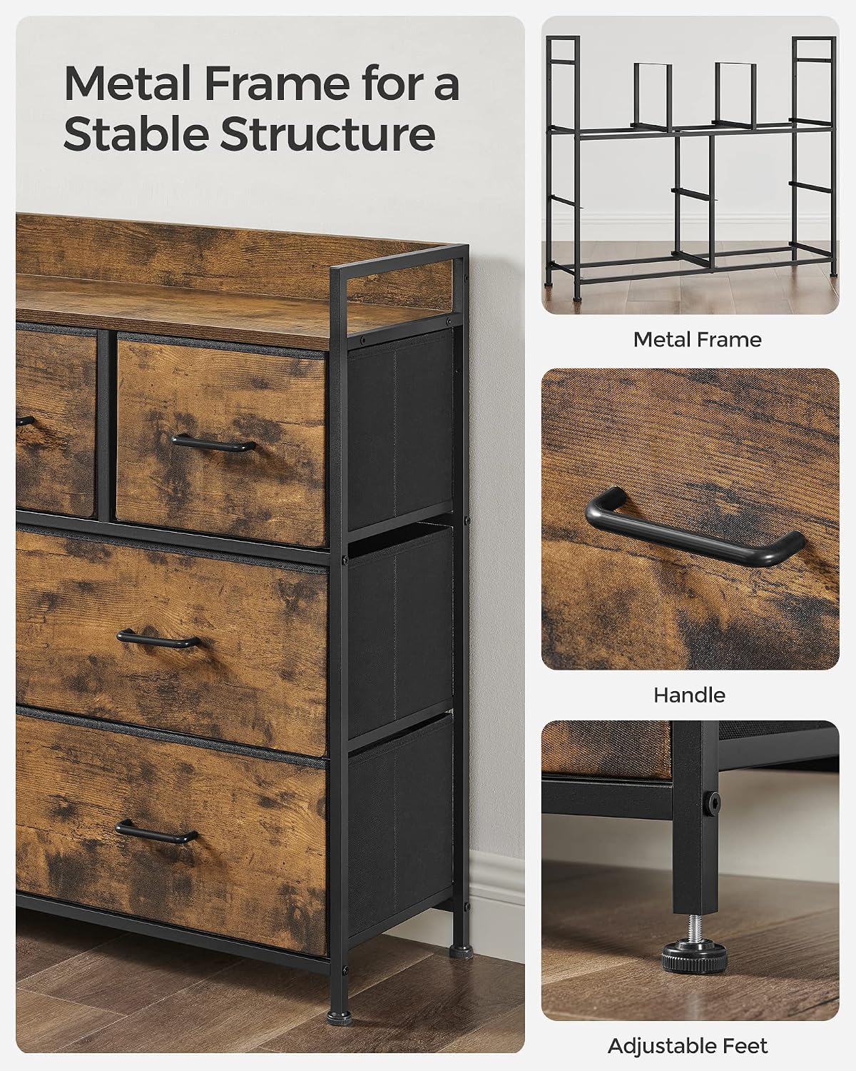 Thumbnail 6 de SONGMICS LTS137B01 Chest of Drawers, 7 Fabric Drawers, Steel Frame