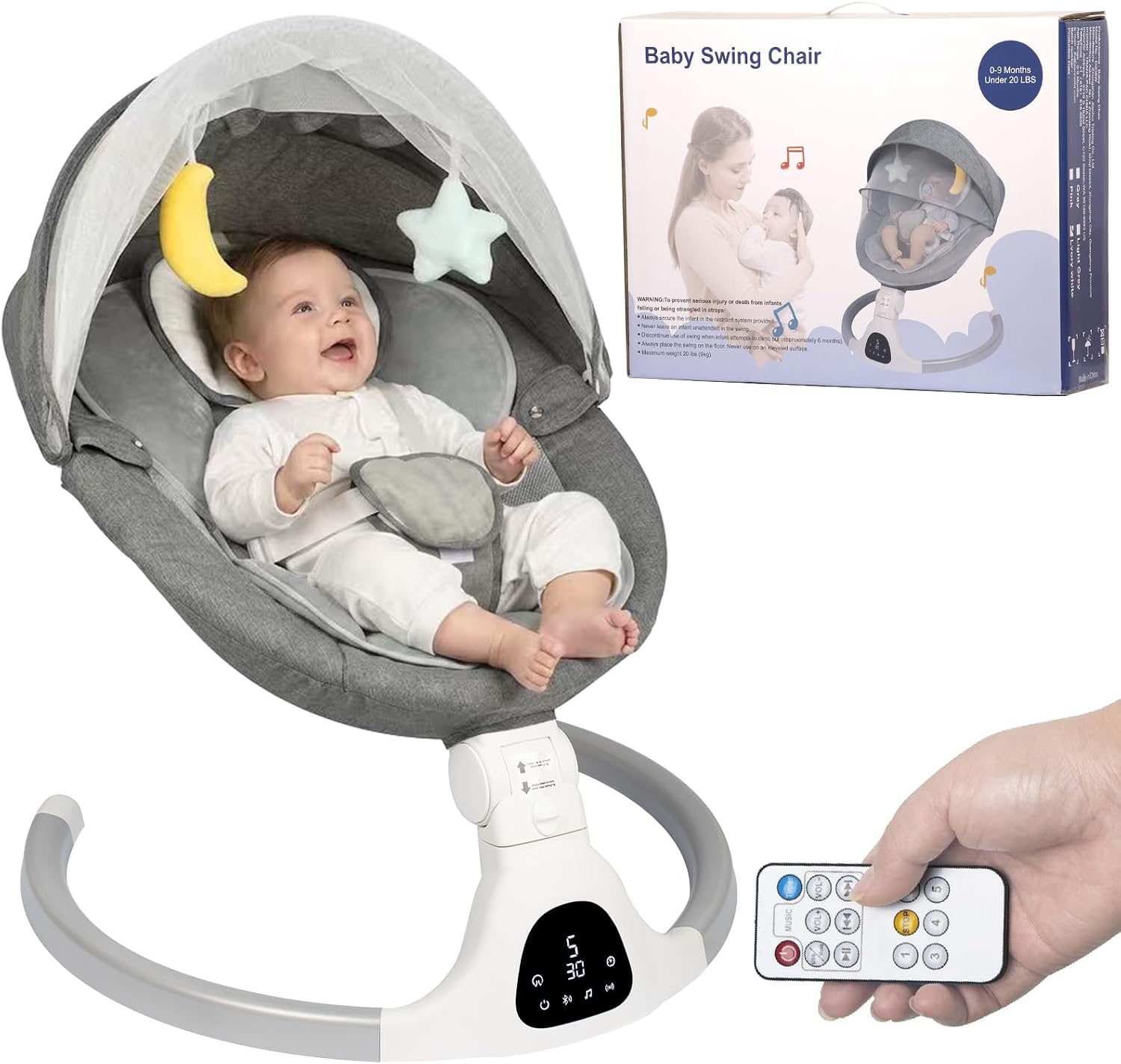 Thumbnail 6 de JFOVMCYG Electric Infant Swing with Remote Control, Ivory White