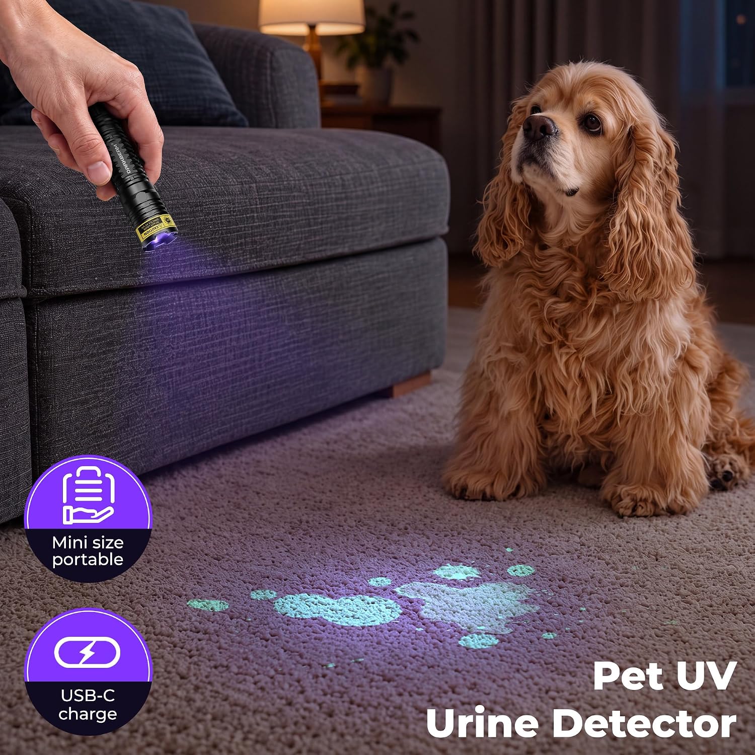Detalle de DARKBEAM V81 UV-zaklamp 395 nm, oplaadbaar en compact