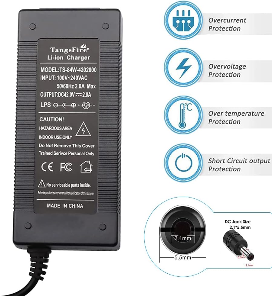 Detalle 2 de TangsFire TS-84W-4202000-oplader voor elektrische step, 42 V, 2 A
