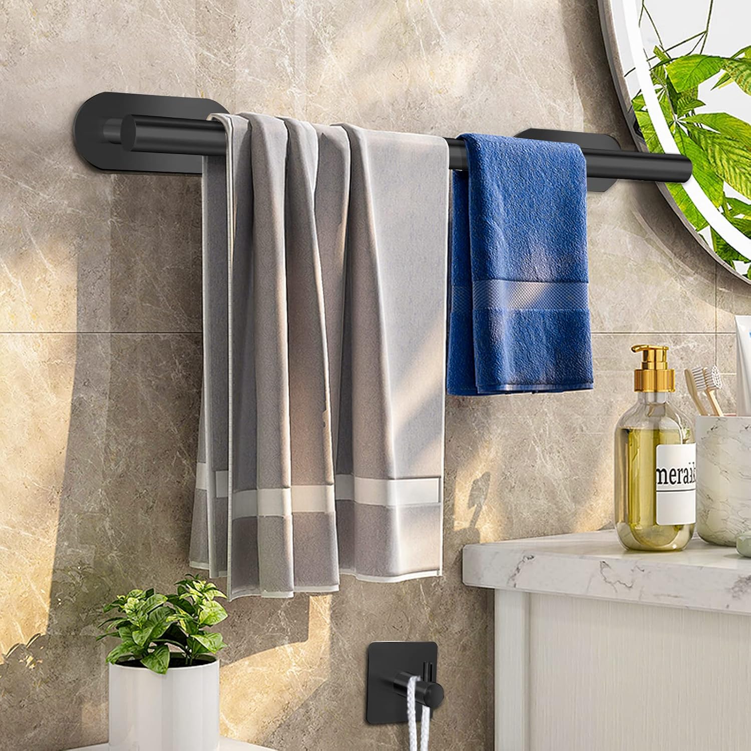 Thumbnail 1 de AIKER Porta Asciugamani Bagno – Set 8 pezzi in acciaio inossidabile 304 con adesivo, installazione senza fori
