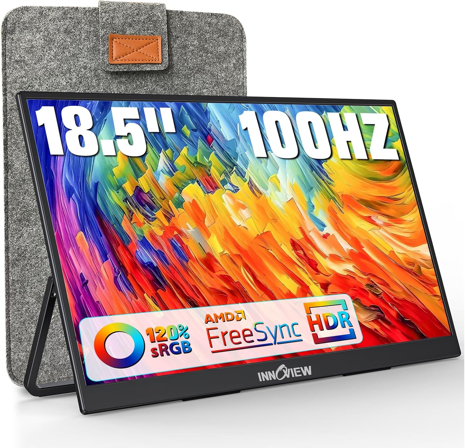Detalle de InnoView 18.5-inch Portable Monitor (100Hz, 1080p FHD, IPS, 120% sRGB) for USB-C & HDMI Laptops, Mac, and Consoles