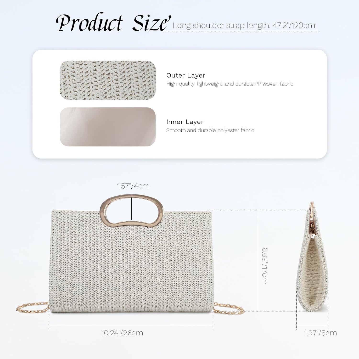 Detalle de Ynport Crefreak Damen Geflochtene PP Stroh Clutch mit Tragegriff – Vielseitige Sommertasche