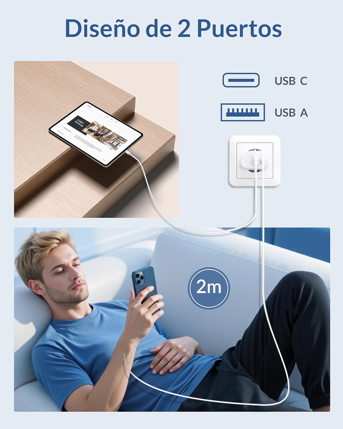 Thumbnail 3 de Cargador 20W 2 puertos USB-C y USB-A para iPhone