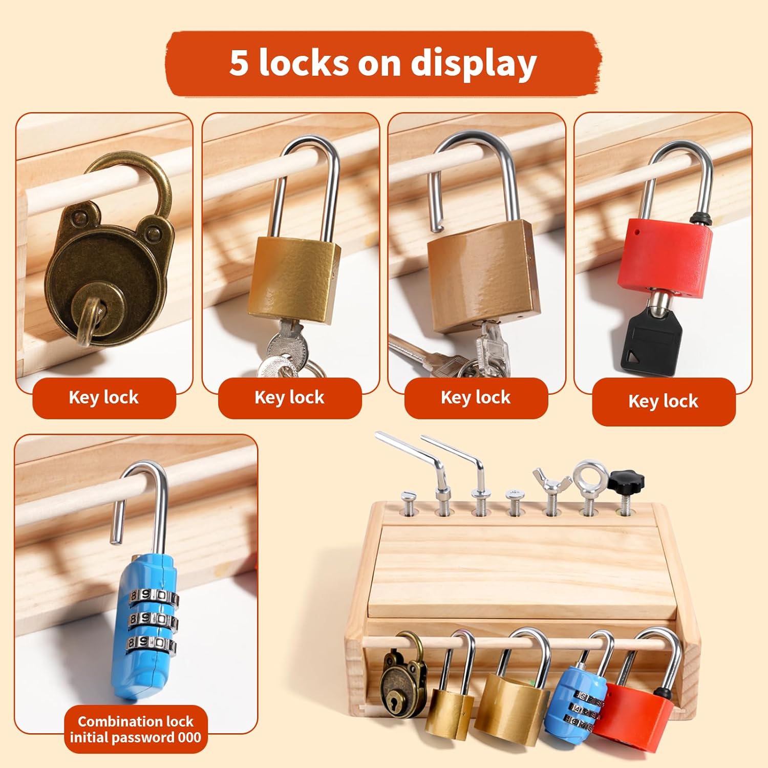 Thumbnail 4 de INIFEIDALA Montessori Screwdriver Board Set: Lock & Key Toy for Busy Hands