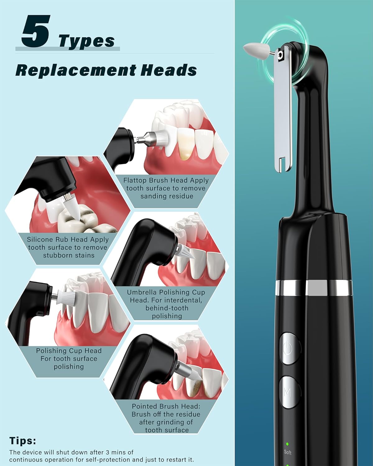 Thumbnail 2 de Tooth Polisher: Rechargeable Tooth Whitening Kit with 5 Brush Heads and LED Light