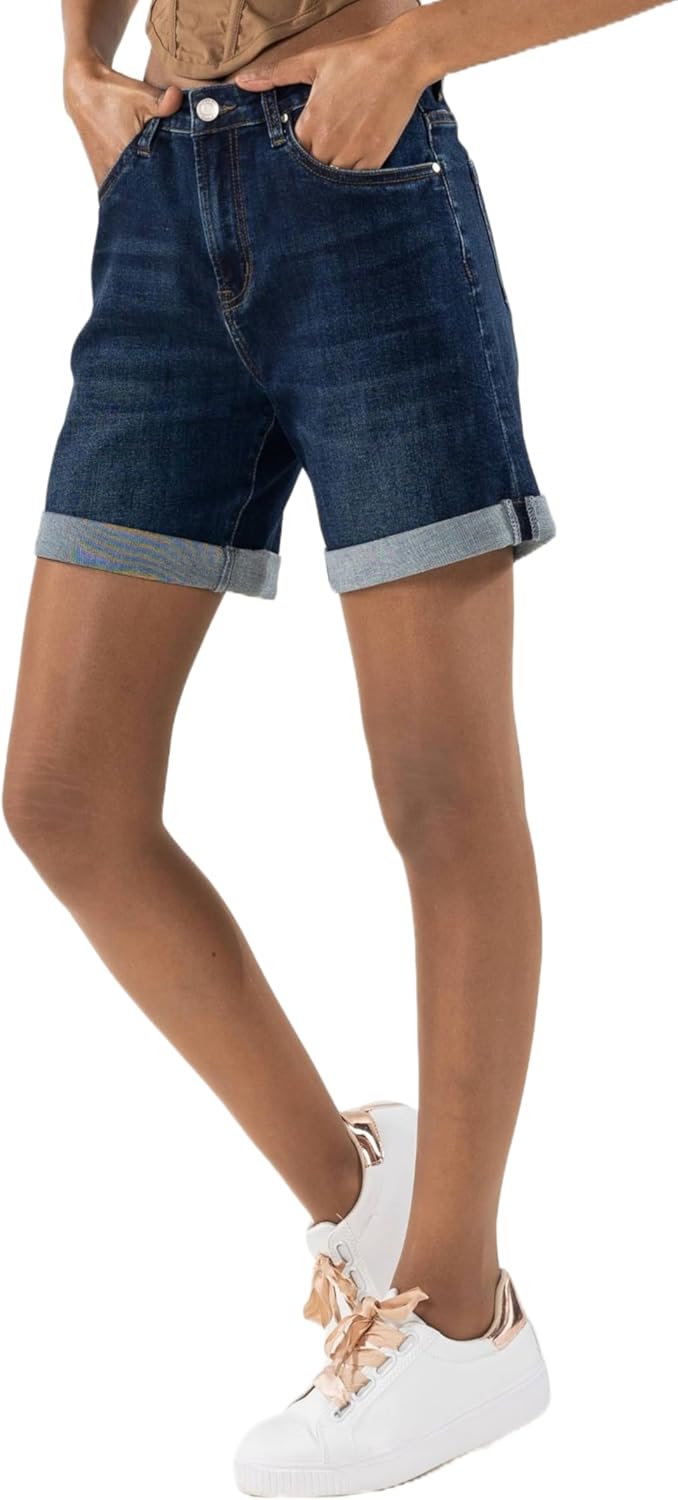 Thumbnail 1 de Nina Carter P208 Damen High-Waist Jeans-Shorts im Used-Look – Mid-Thigh, Sommer-Shorts