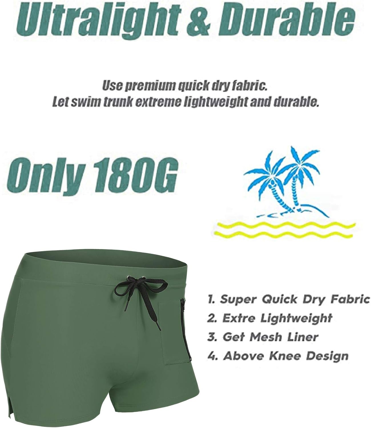 Detalle 1 de COOFANDY Mens Swim Trunks 80% Nylon