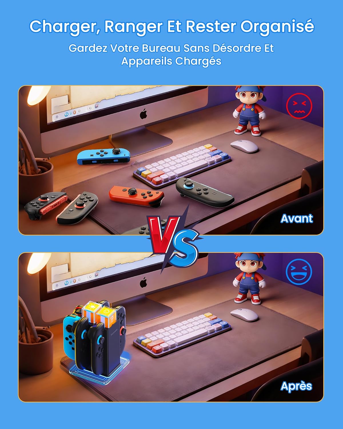 Thumbnail 6 de TRANSNOVO Chargeur 6-en-1 pour Nintendo Switch 2 / Switch & OLED : dock Joy-Con avec double système de charge