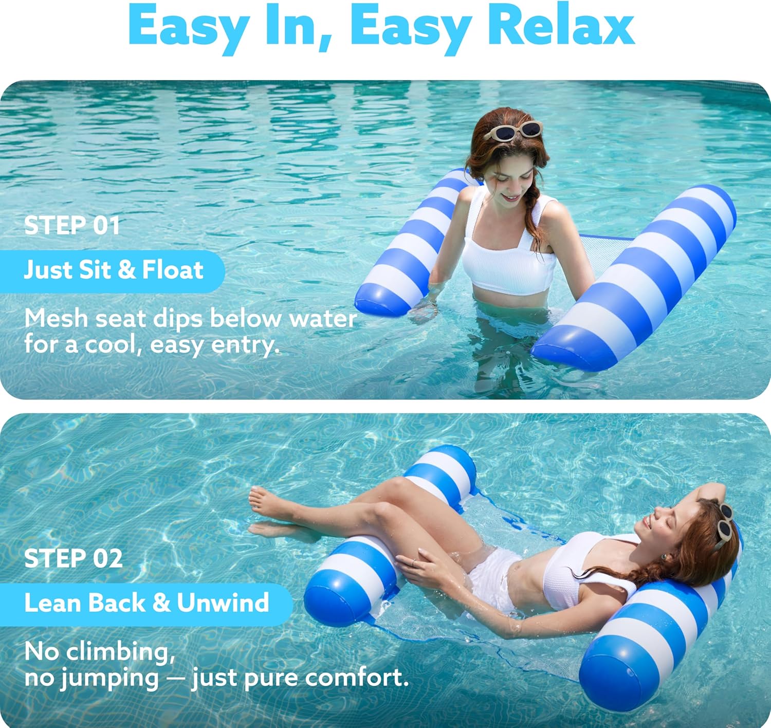Thumbnail 2 de Sloosh 2-Packung Hängematte Pool Floats 4-in-1 – Vielseitige Aufblasbare Liege für Erwachsene