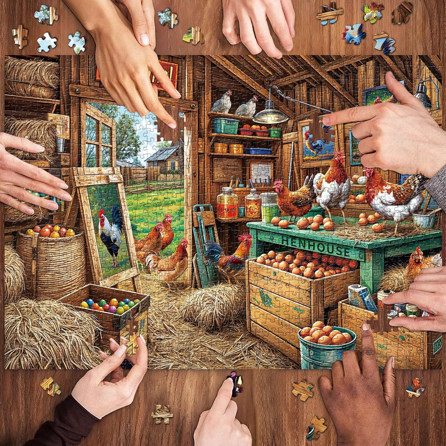 Thumbnail 4 de MOJIGE Puzzle 1000 Teile 70 x 50 cm Hühnerstall