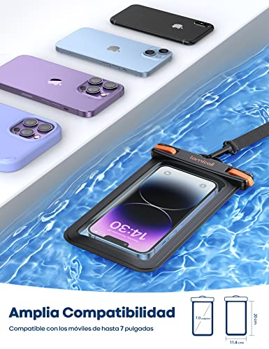 Detalle de Lamicall Funda Impermeable para Móvil (2 Unidades) IPX8 – Bolsa estanca con cuerda desmontable