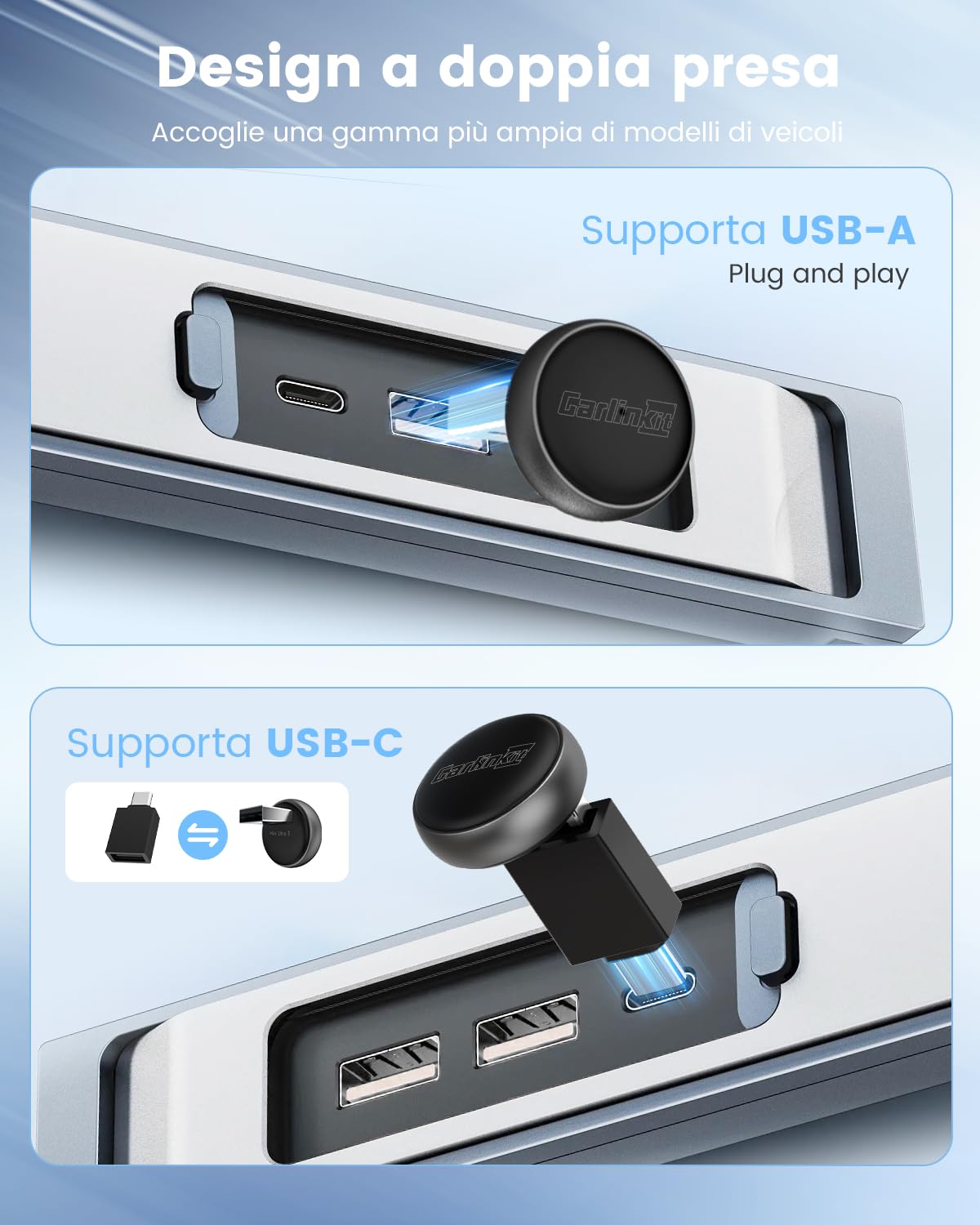 Thumbnail 6 de CarlinKit Adattatore wireless MINI-Ultra 3: trasformare CarPlay/Android Auto cablato in wireless, ora con aggiornamenti OTA