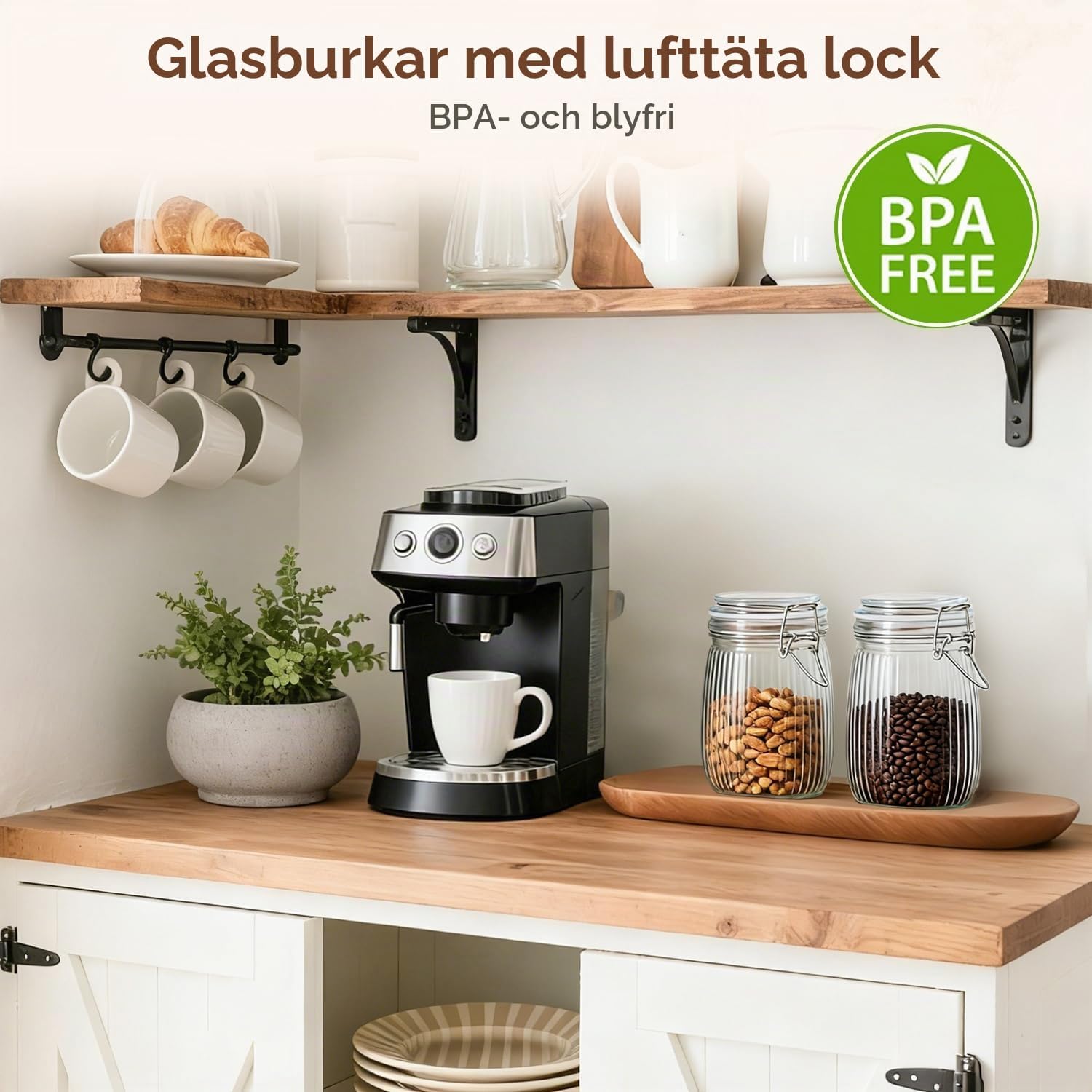 Thumbnail 6 de ComSaf lufttäta glasburkar, 6 × 750 ml med räfflat glas
