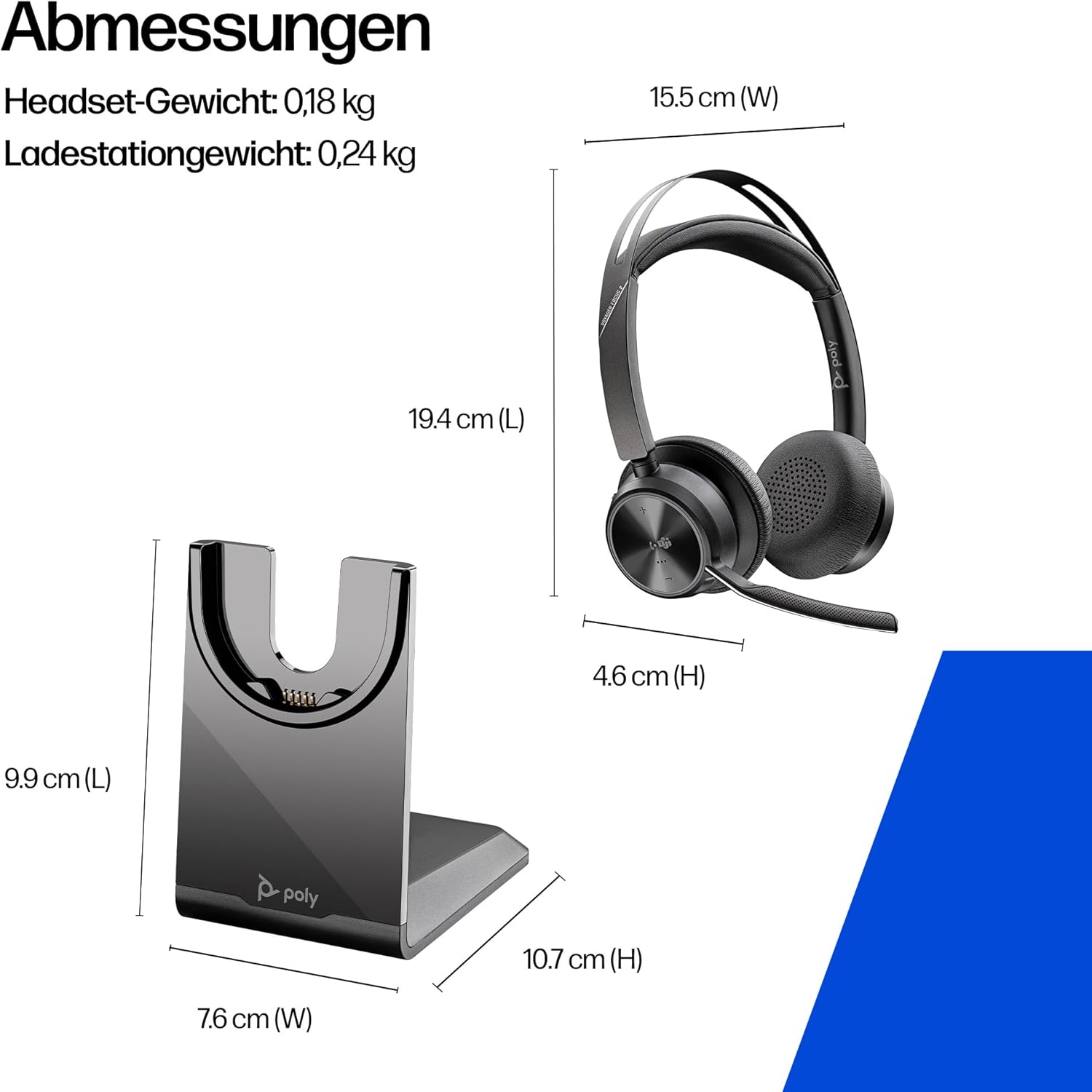 Thumbnail 6 de Poly Voyager Focus 2 USB-C Headset für Microsoft Teams mit ANC, Bluetooth & Ladestation (bis zu 25 Stunden Sprechzeit) – Schwarz