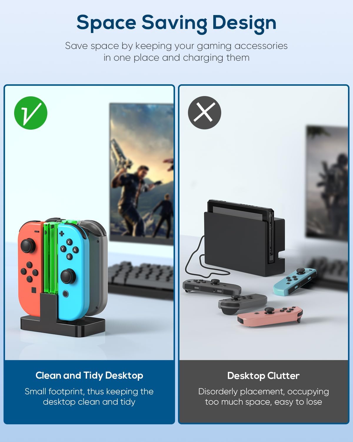 Thumbnail 1 de FYOUNG Switch Controller Ladestation Kompatibel mit Nintendo Switch1 / OLED Joy Con, Quad Switch Ladestation Zubehör Charger für Joycon Kontroller Ladegerät mit USB C Ladekabel - Schwarz
FYOUNG Switch Controller Ladestation Kompatibel m…