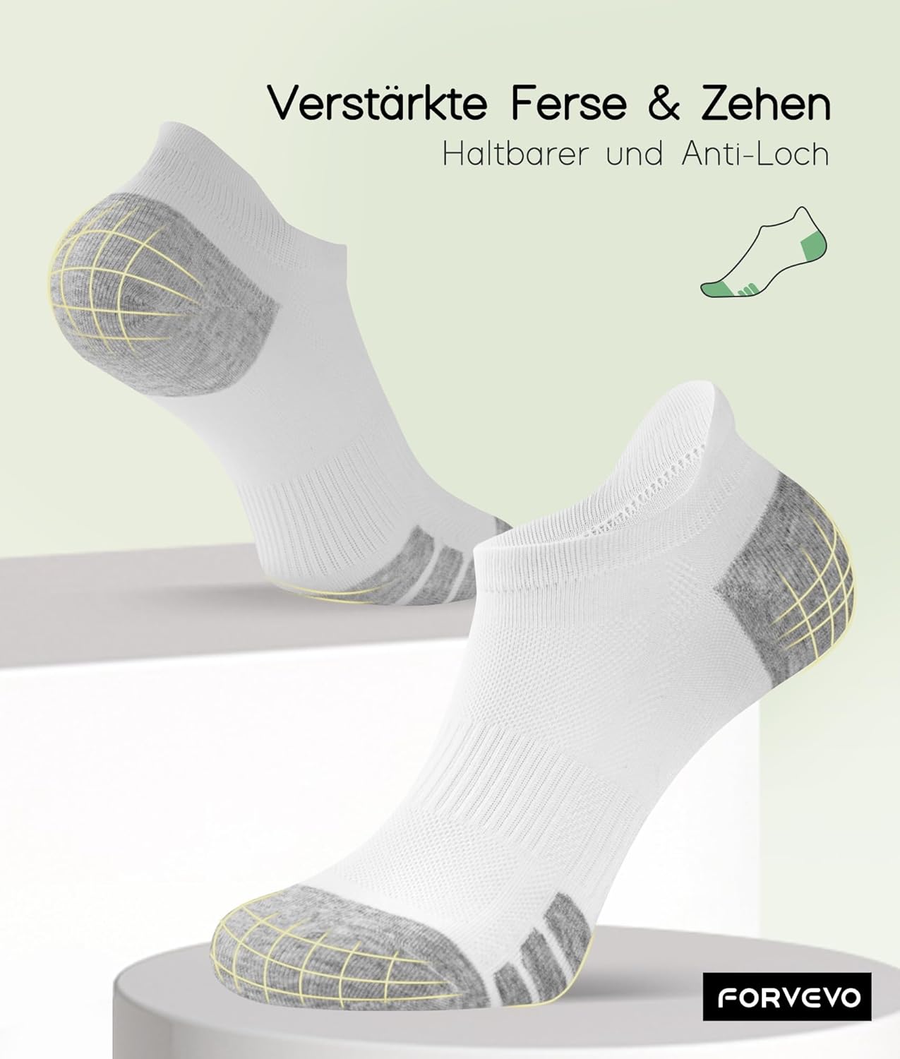 Thumbnail 4 de FORVEVO Sneaker Socken 10 Paar – Baumwolle, atmungsaktiv, Anti-Blasen, Fußgewölbe-Unterstützung