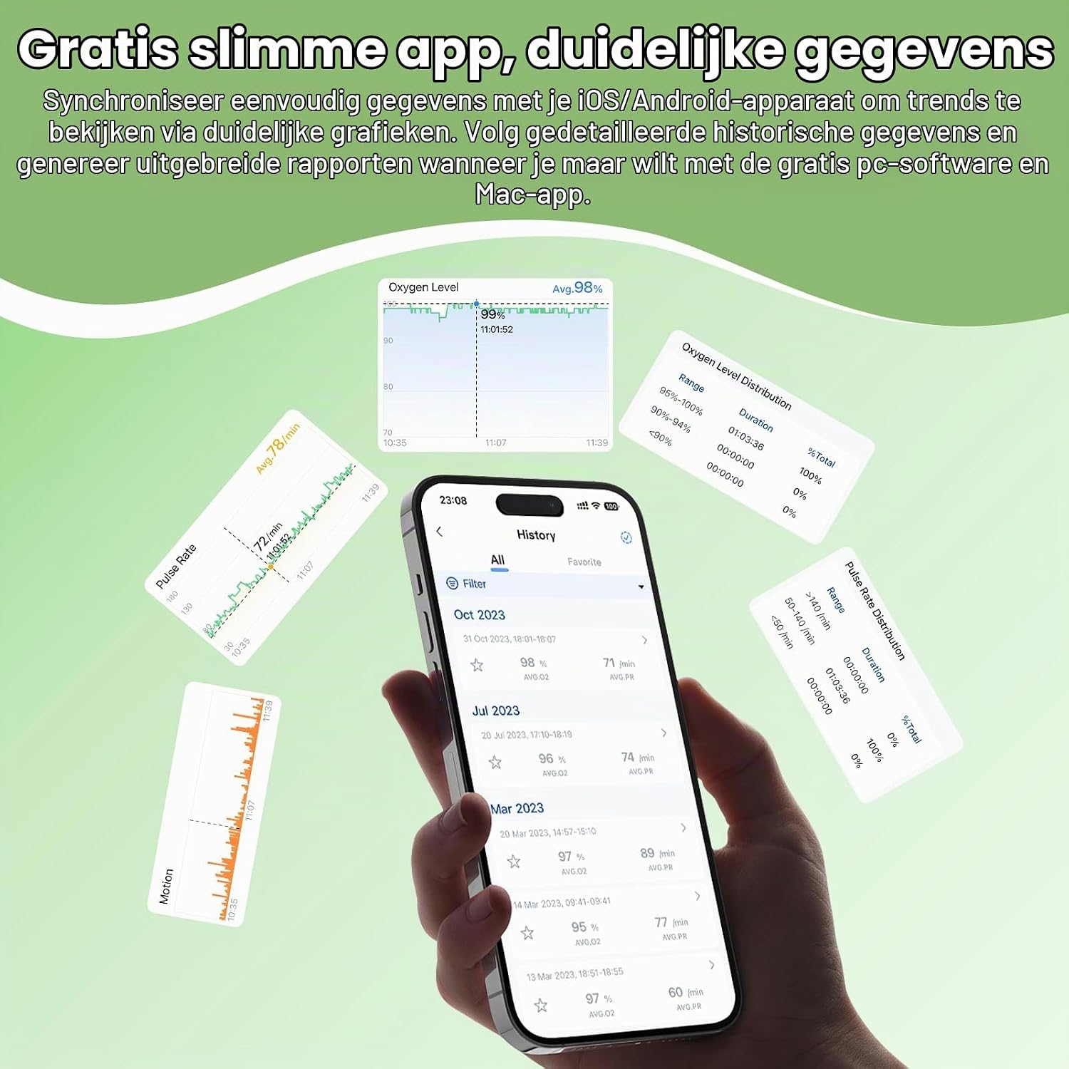 Detalle 1 de KidsO2 kinder-pulsoximeter met zachte vingerringsensor en Bluetooth-app