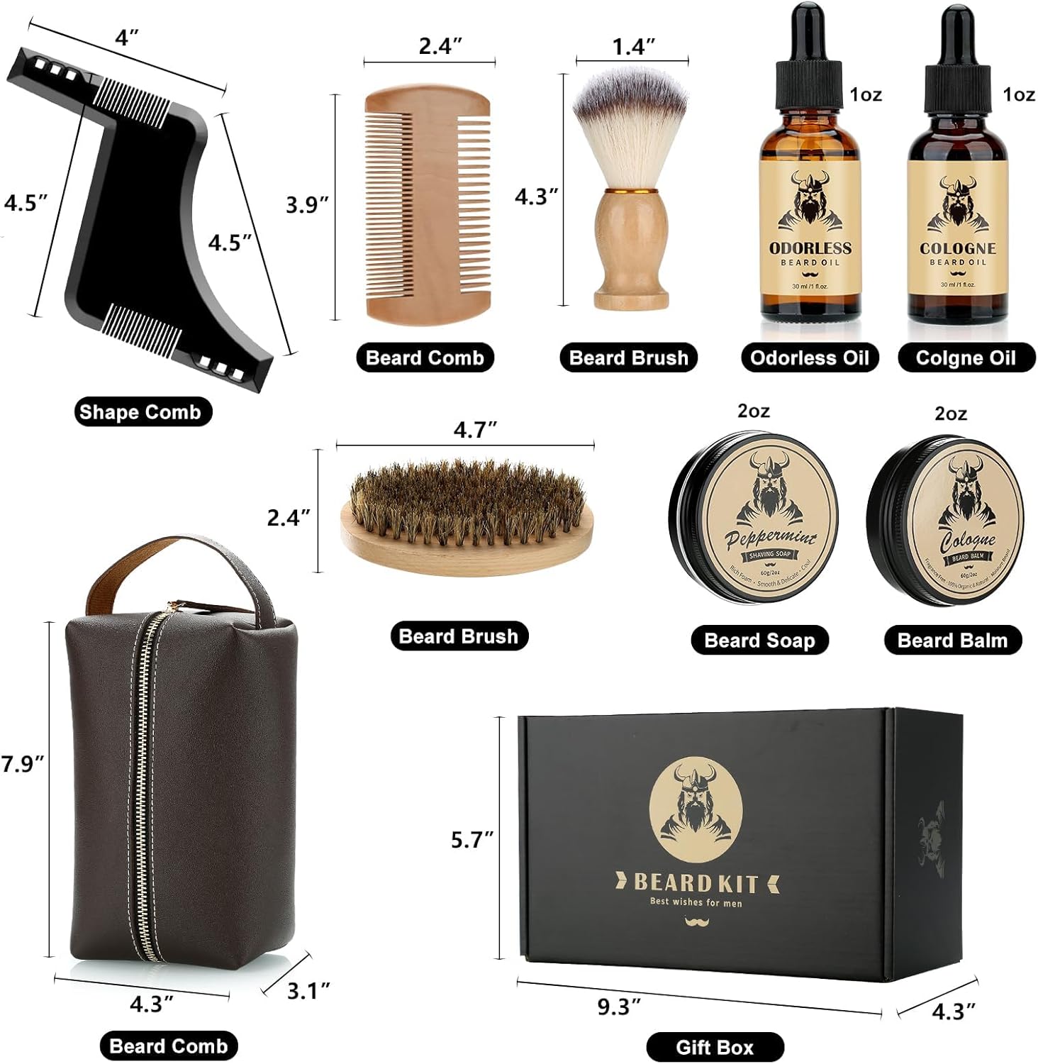 Thumbnail 1 de Exreizst kit barba per uomo completo: olio, balsamo, sapone, spazzola e pettine in custodia viaggio