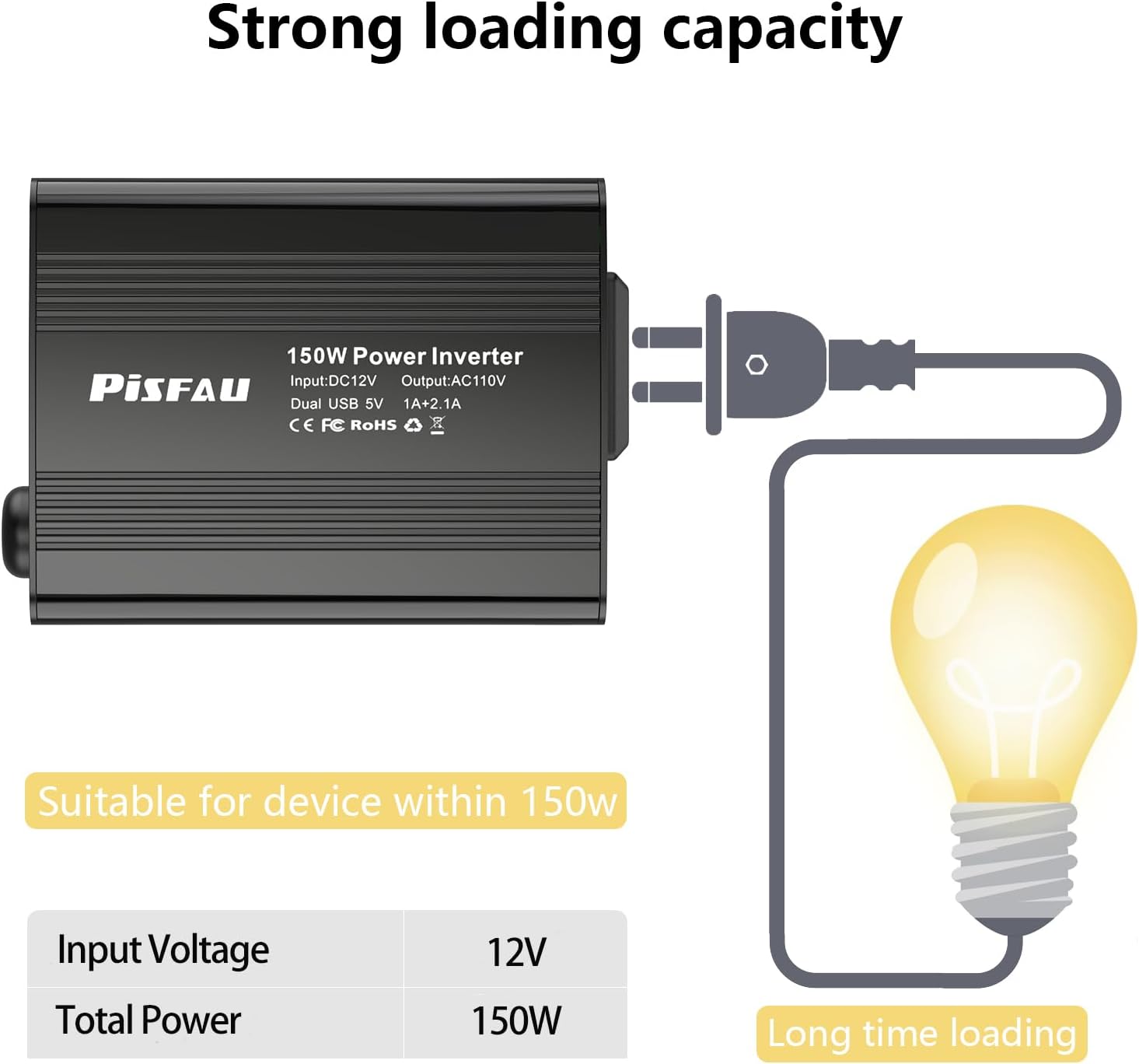 Thumbnail 4 de 150W Power Inverter 12V to 110V USB