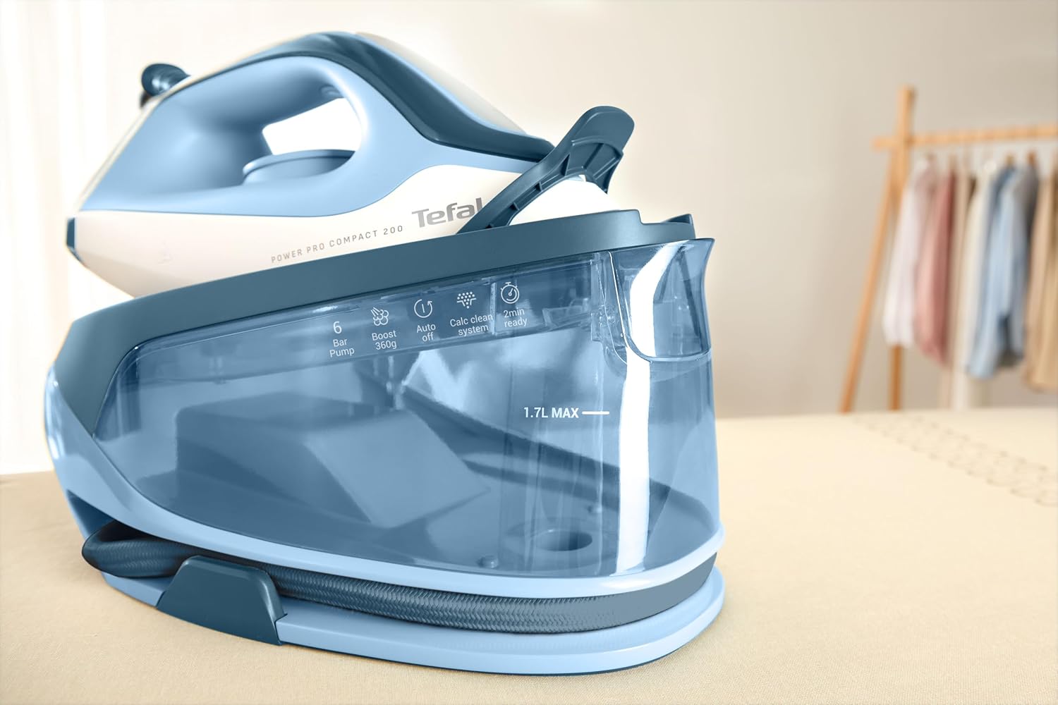 Thumbnail 6 de Tefal Power Pro Compact 200 Dampfbügelstation SV6210E0 – kompakt, kraftvoller Dampf mit keramischer Bügelsohle