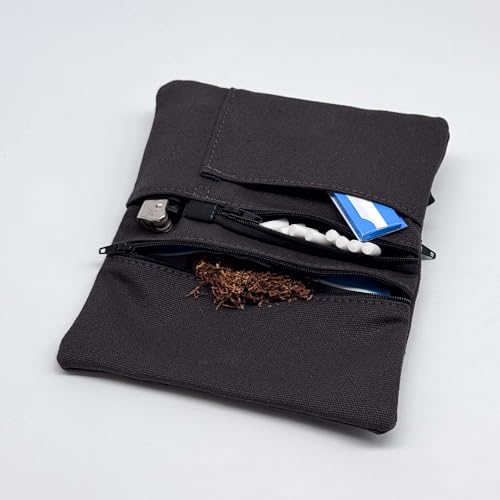 Detalle de Leia Design Porta Tabacco Cartine e Filtri + Portafoglio: astuccio cucito a mano, resistente e pratico