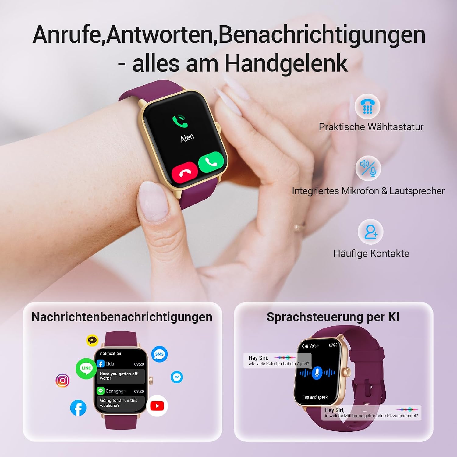 Thumbnail 5 de AEAC Montre Connectée – Appel Bluetooth, Alexa et 120+ modes sportifs (1,85'')