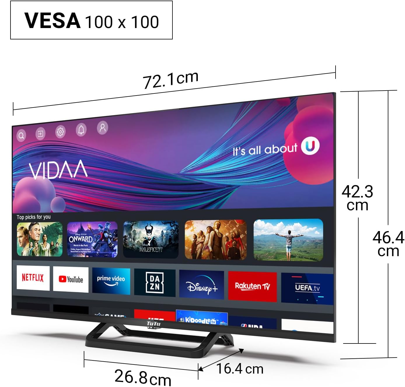 Thumbnail 6 de TuTu TUV32FN1B Smart TV 32 Zoll (80 cm) Full HD mit Bluetooth, WLAN & Triple Tuner