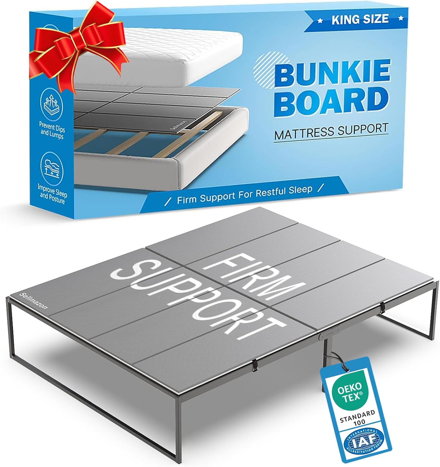 Detalle de Sellmazon BKBSM01 King Size Bunkie Board, Foldable 2-Piece Support