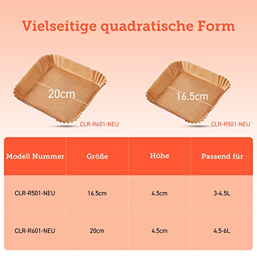 Detalle de Cosori Airfryer Backpapier ohne PFAS und BPA, 100 Stück – geeignet für 4–7,6 L Korbvolumen