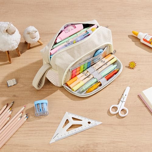 Thumbnail 4 de KALIDI Corduroy Pencil Case Bag with Multi Pockets