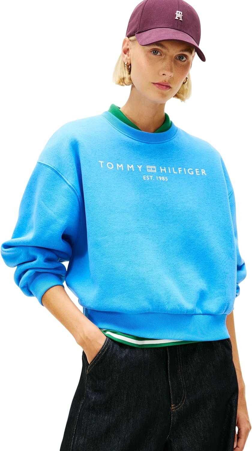 Detalle de Tommy Hilfiger Corp Logo Modern Swtsrt Donna - Felpa originale e sostenibile