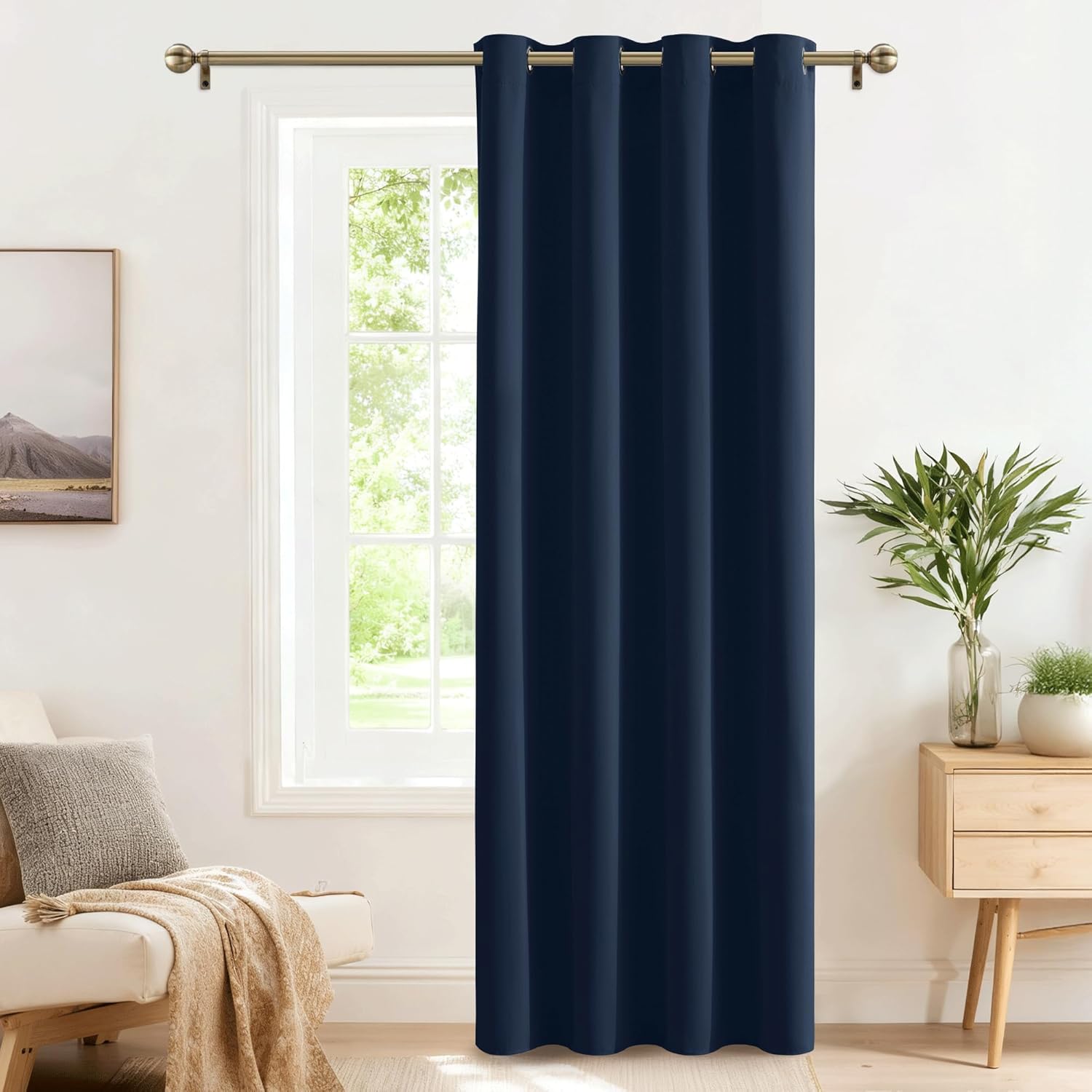Detalle 2 de PONY DANCE Gardine Blickdicht 210Ă—132 cm Dunkelblau đźŹ