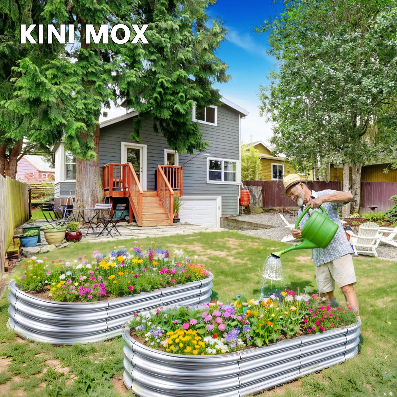 Thumbnail 2 de KINI MOX 2pc 6x3x1 ft Galvanised Raised Garden Bed with Metal Plant Climbing Stand