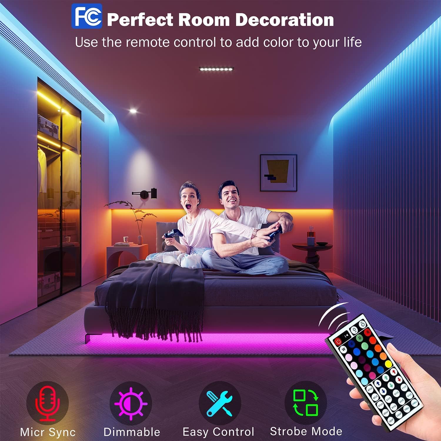 Detalle de Keepsmile 10M LED Strip Lights with Music Sync and Bluetooth Control