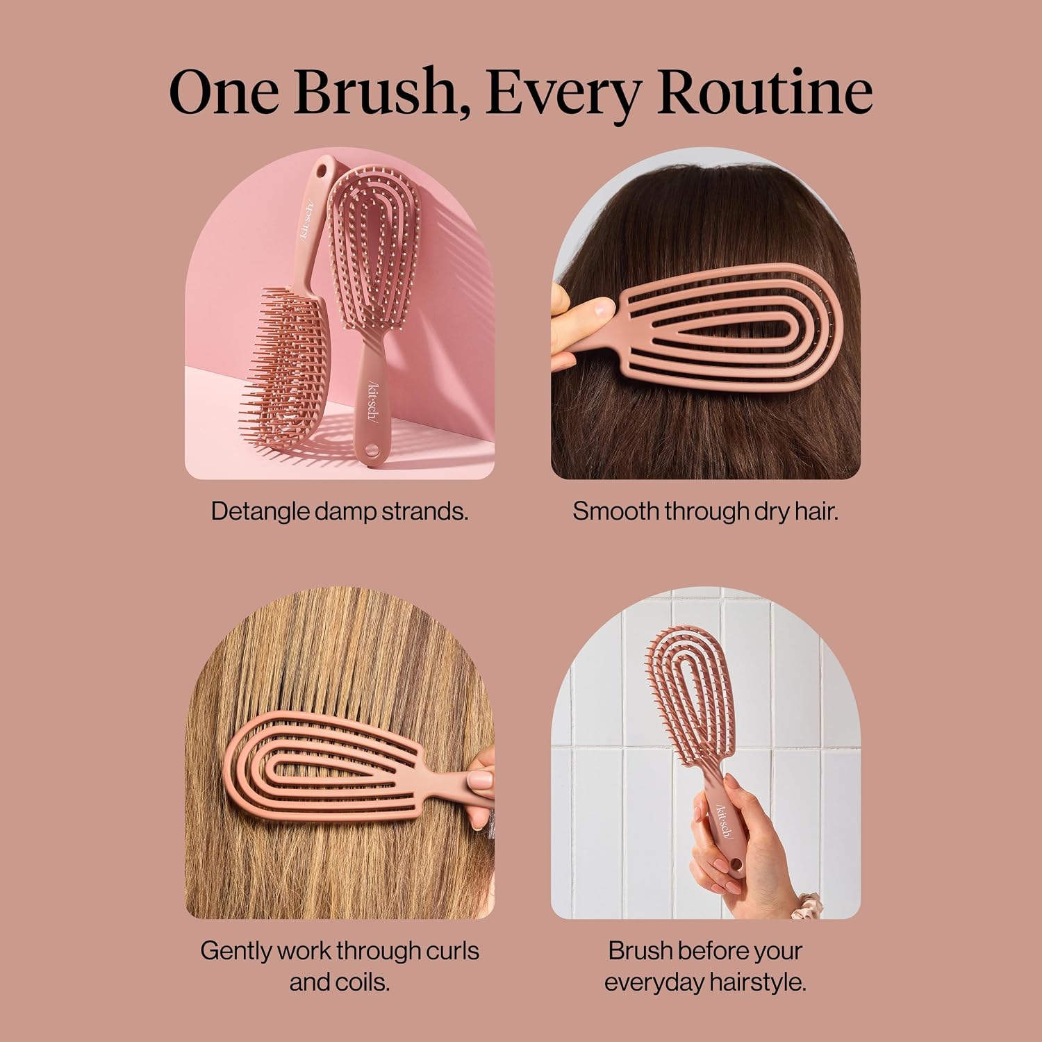 Detalle 2 de Kitsch Flexi detangling hair brush, Terracotta