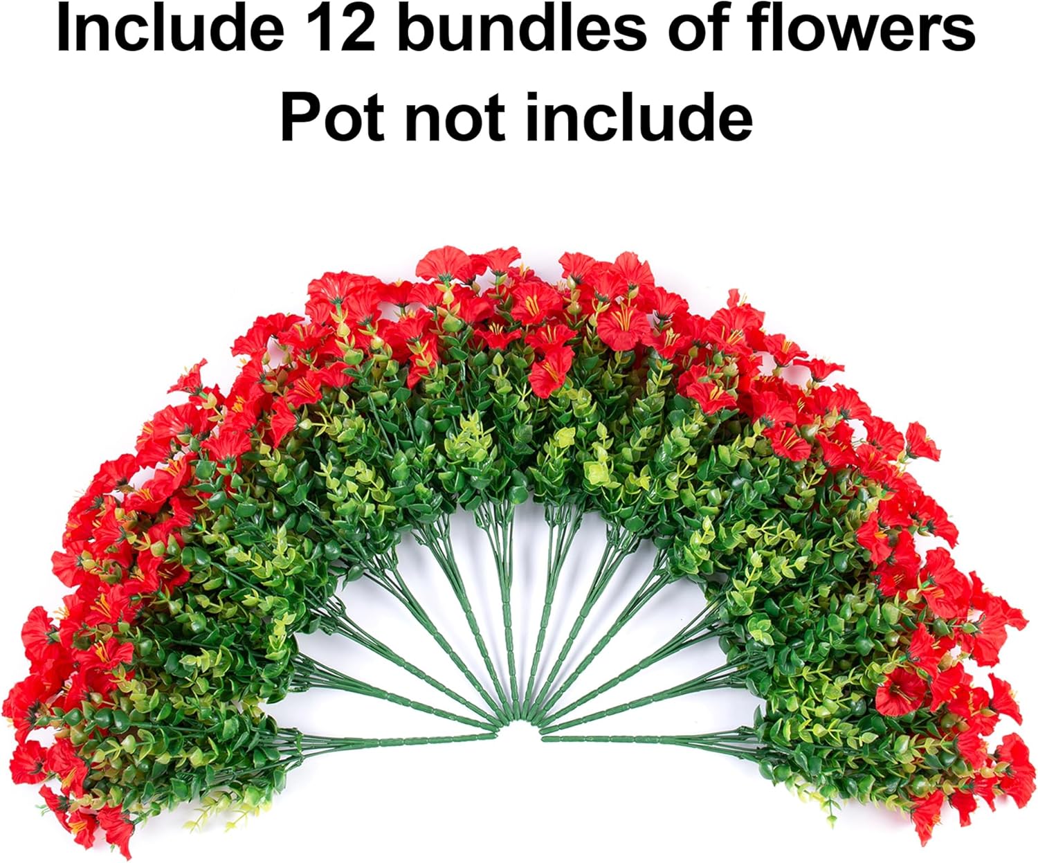 Thumbnail 4 de Artificial Flowers Outdoor Morning Glory with Eucalyptus — 12 Bundles of UV-Resistant Silk Blooms for Patio & Garden