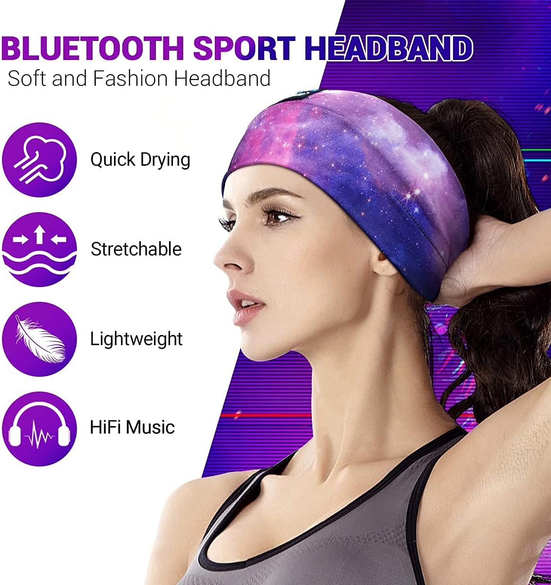 Detalle de LC-dolida Sleep Headphones Bluetooth Headband with Stereo Speakers, Sleep Mask & Microphone