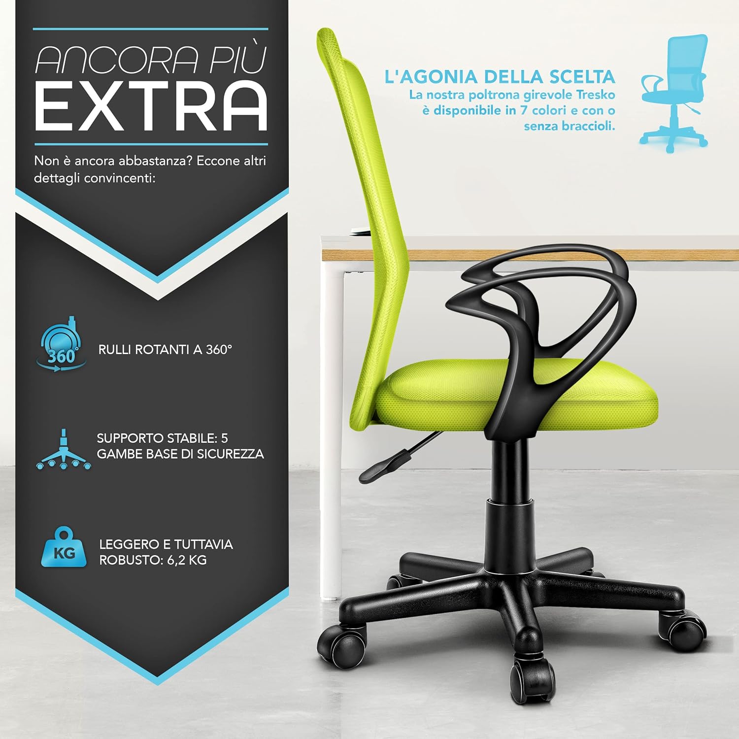 Thumbnail 6 de Sedia da Ufficio TRESKO: leggera, ergonomica e facile da montare