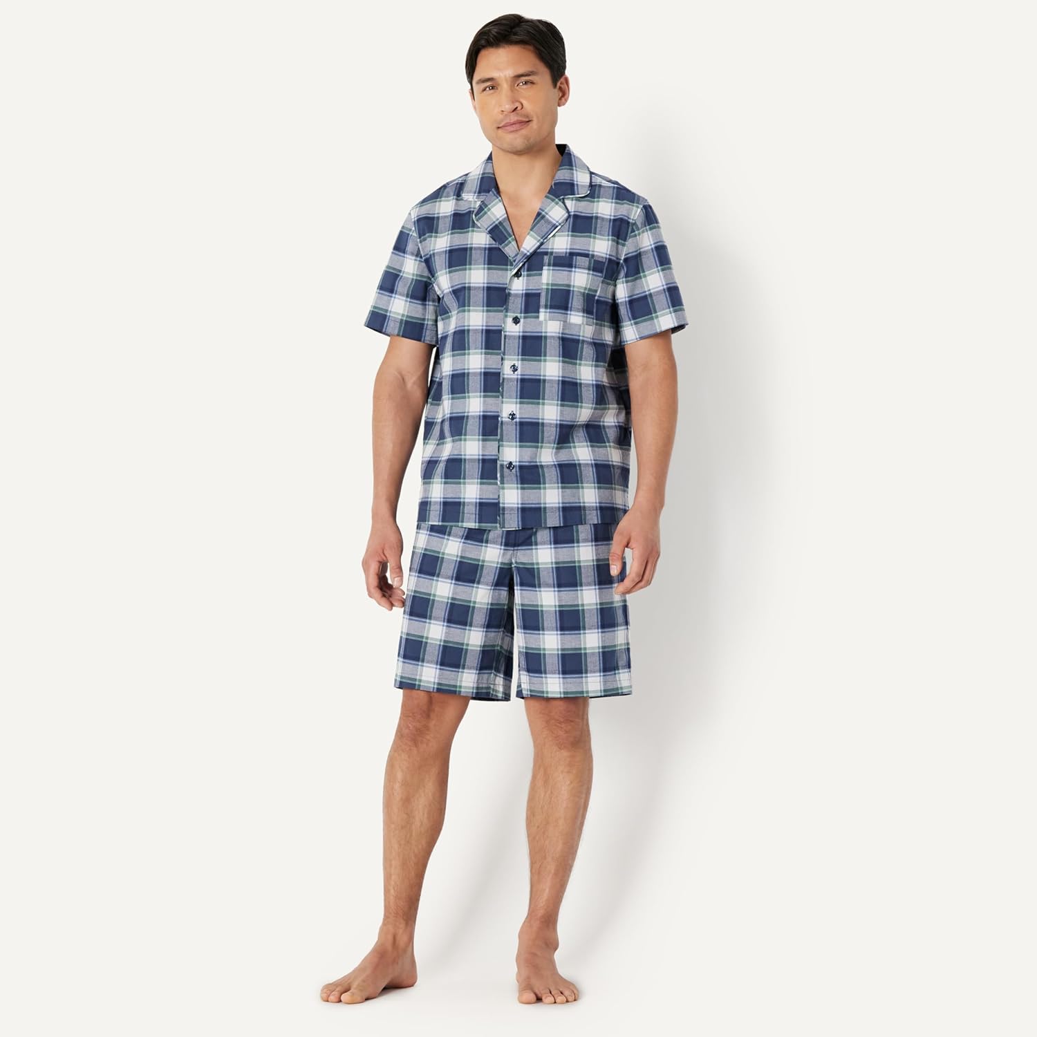 Thumbnail 4 de Amazon Essentials Men’s Lightweight Woven Shorts Pyjama Set with Notch Collar and Button Loungewear