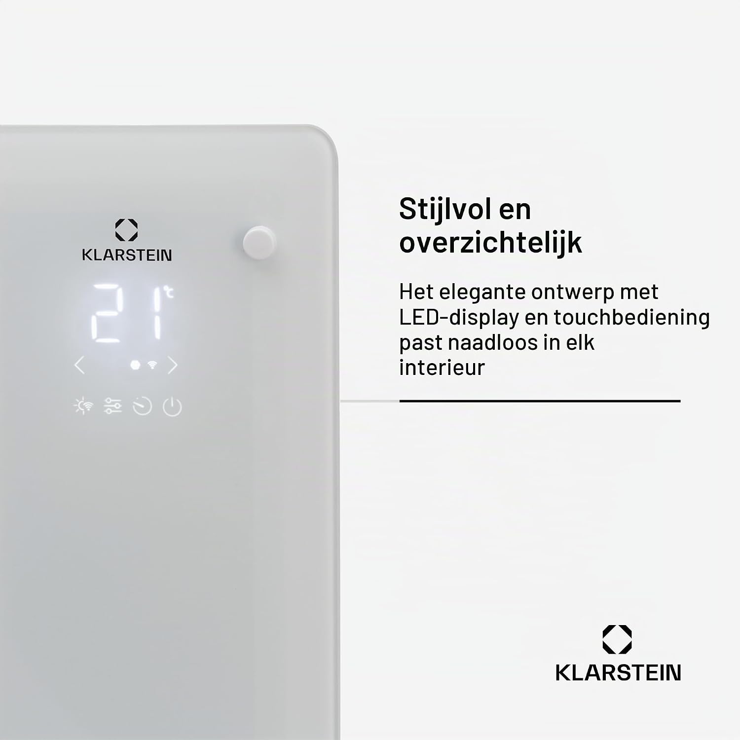 Detalle 2 de Klarstein 5304121 Bansin Crystal Smart convectorkachel, 2500 W