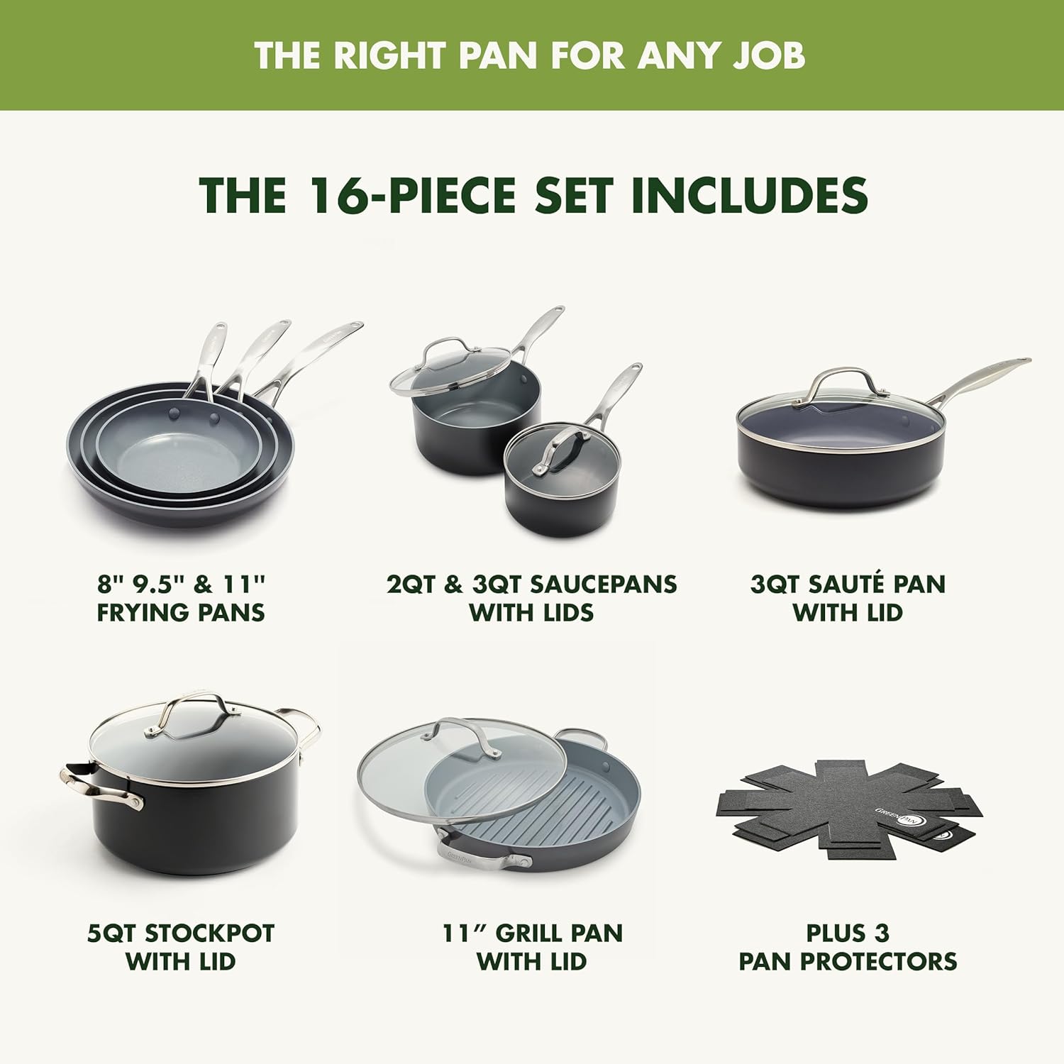 Thumbnail 3 de GreenPan Valencia Pro Ceramic Nonstick Cookware Set (PFAS-Free, Induction Ready) with Lids