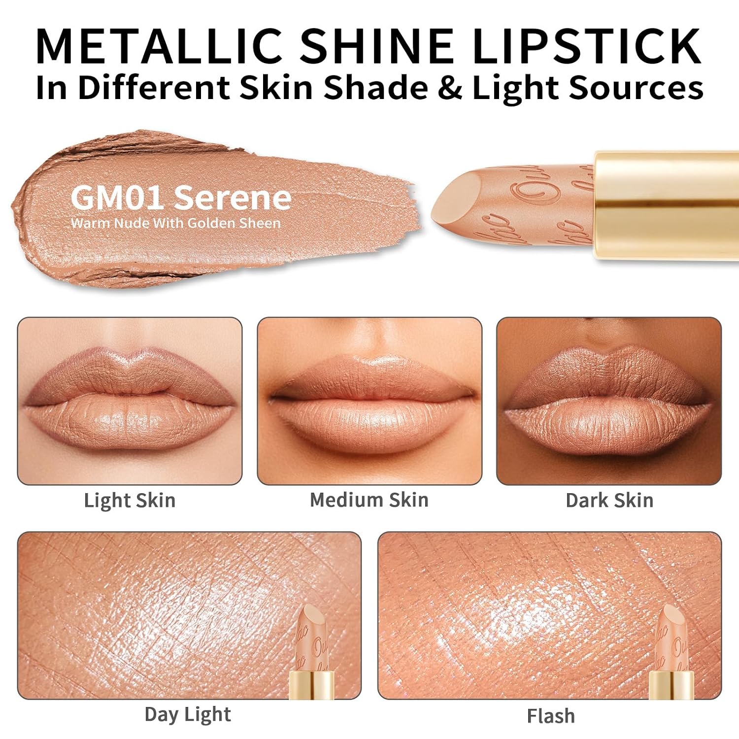 Thumbnail 3 de OULAC Lippenstift Metallic Glanz Nude 4,3 g