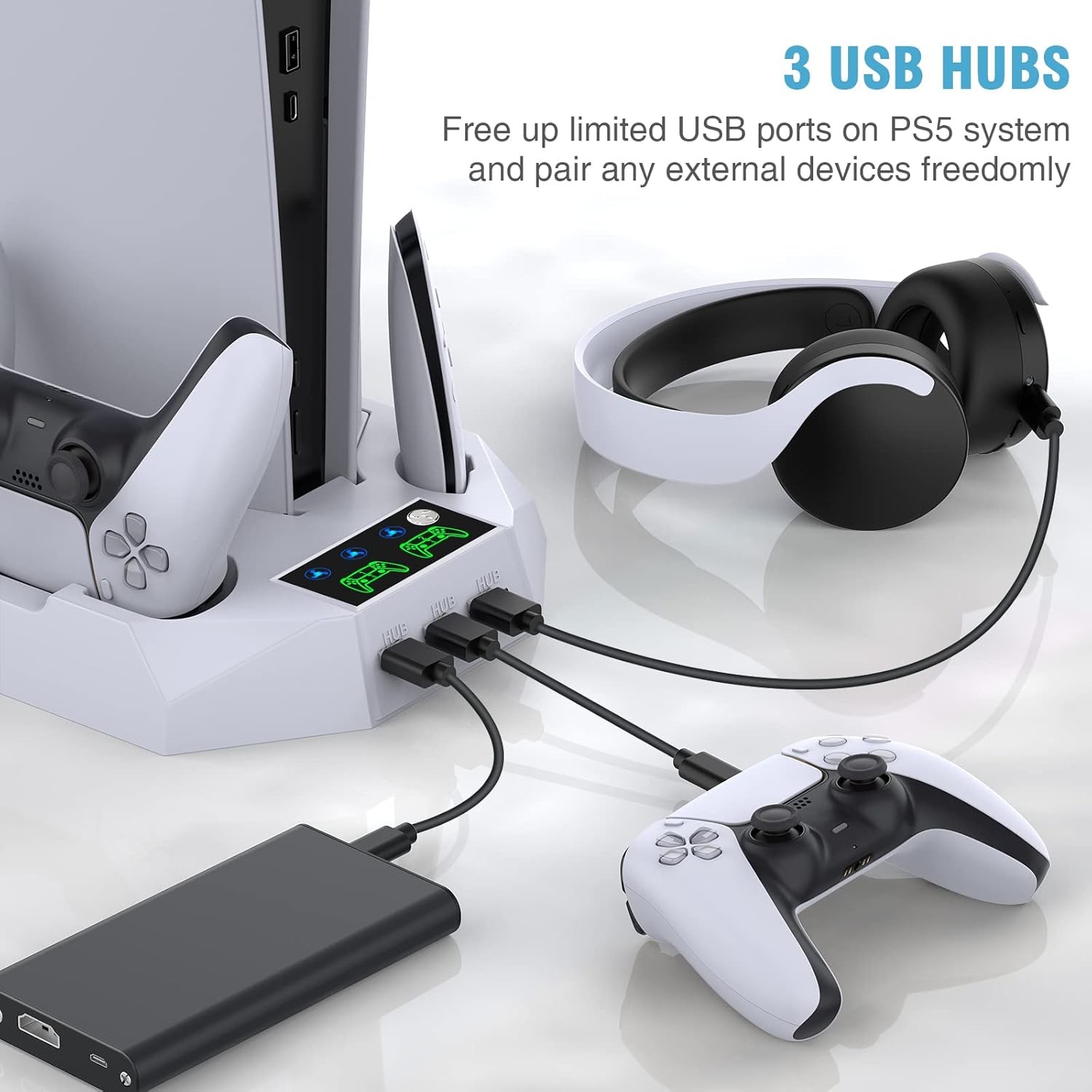 Thumbnail 4 de ZRZLMVP PS5 Cooling Stand with Controller Charging Station for PS5 Slim/Pro/Digital Edition