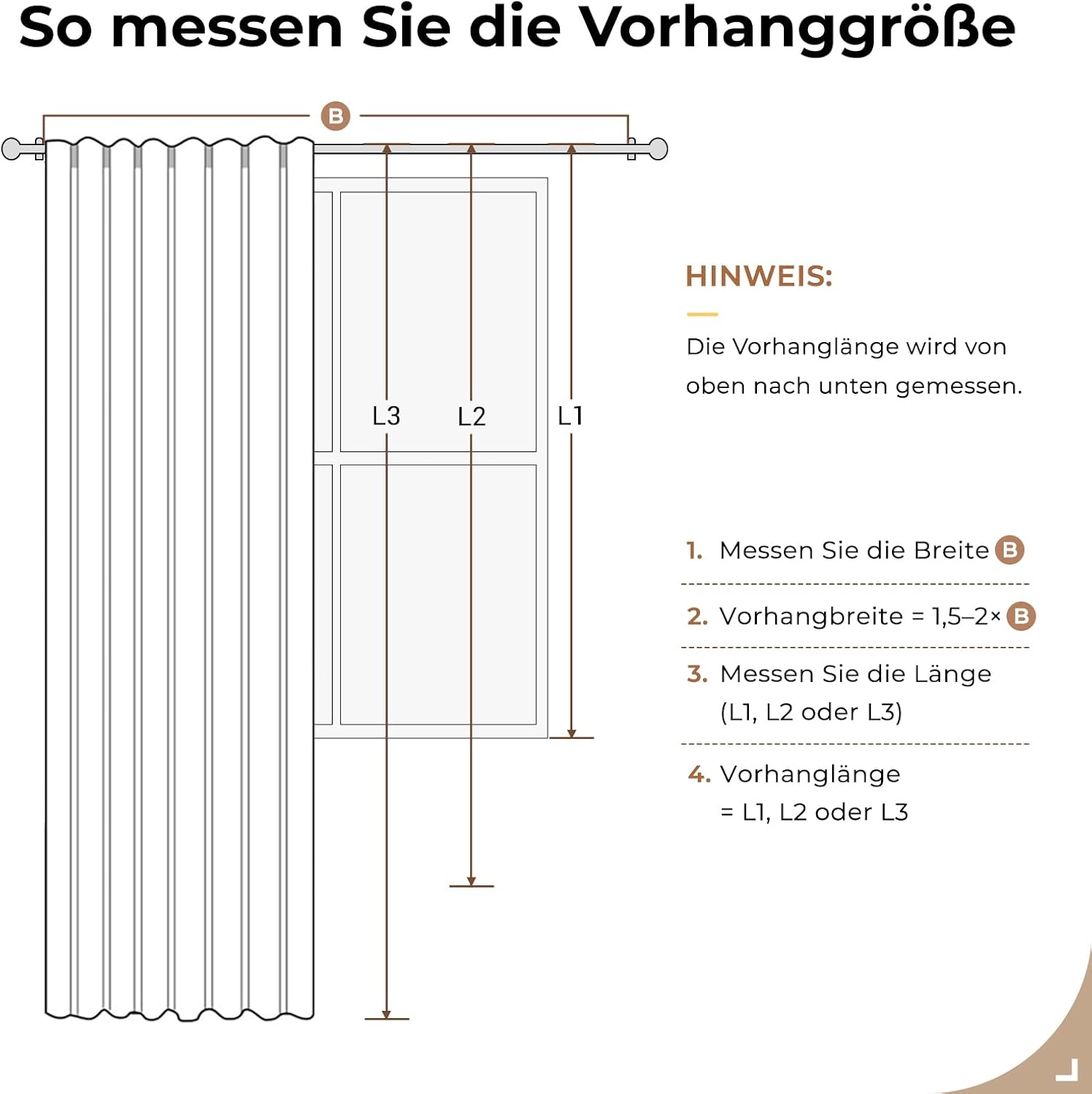 Detalle de INOVADAY 100% Verdunklungsvorhänge (2er-Set) 245 cm – Thermo-Blickschutz in Hellbeige