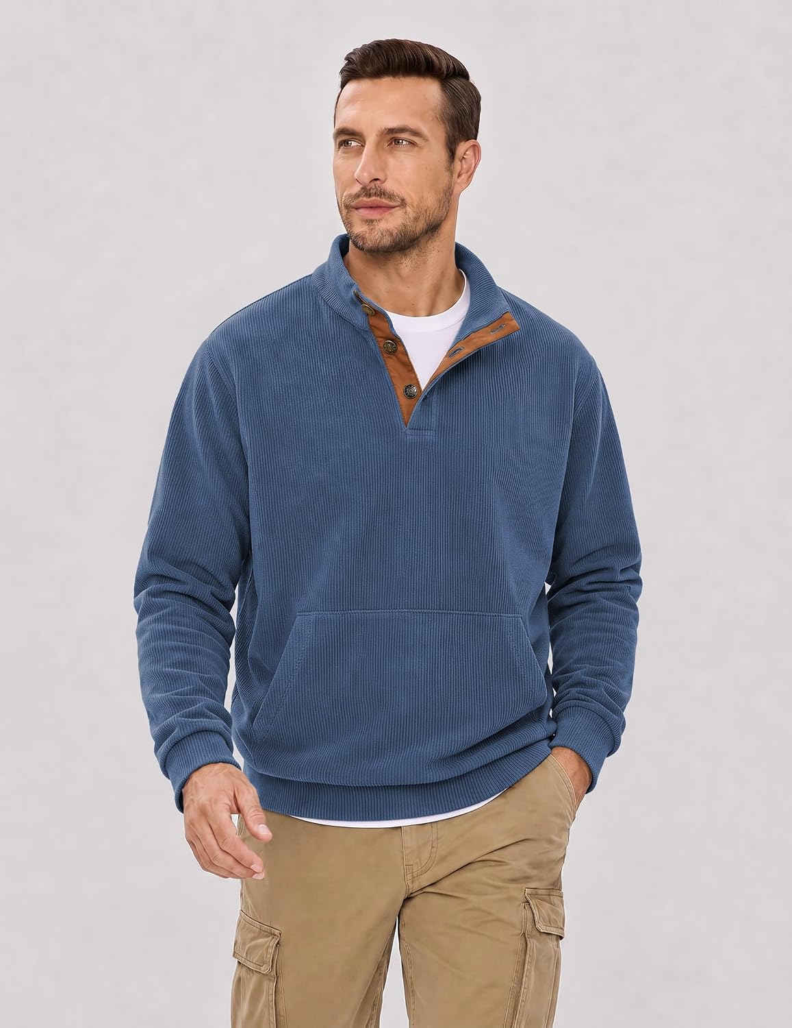 Detalle 2 de JMIERR Corduroy Stand-Collar Sweatshirt with Pockets