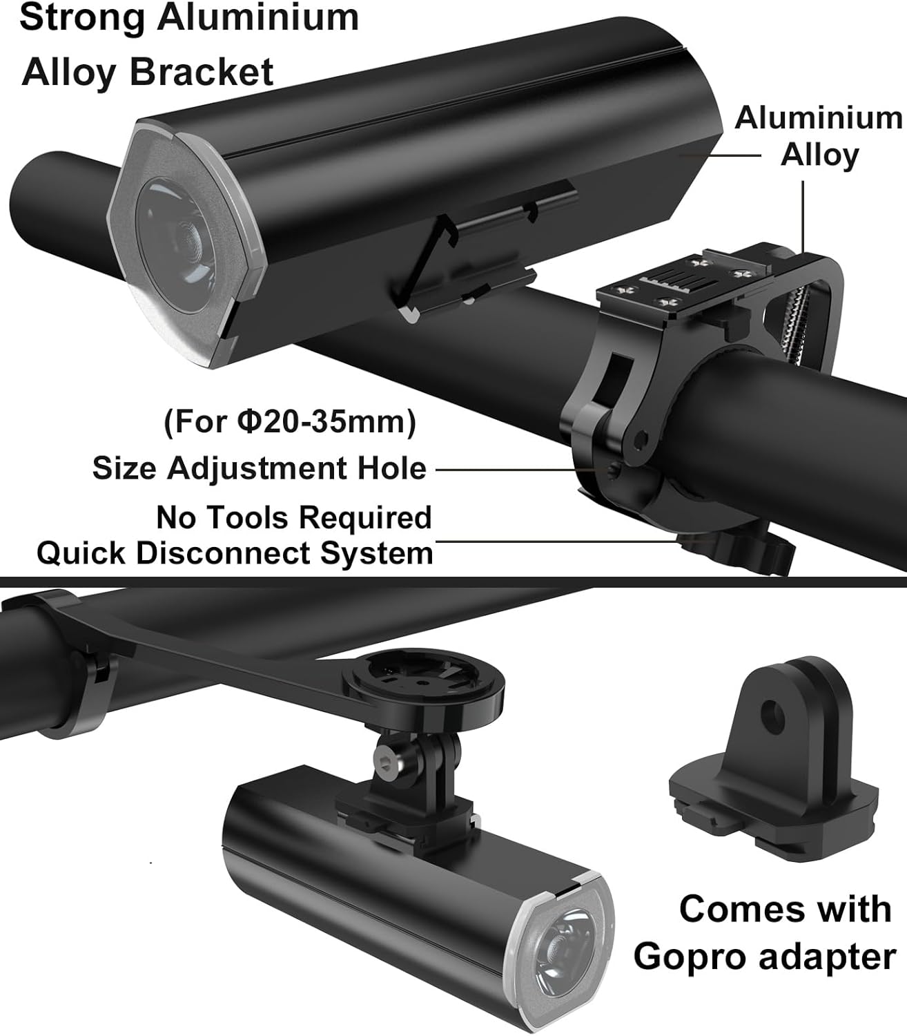 Detalle de BIKIL Luci Bicicletta Led: Fanale anteriore e posteriore in lega di alluminio, 5000 mAh, ricaricabili USB-C