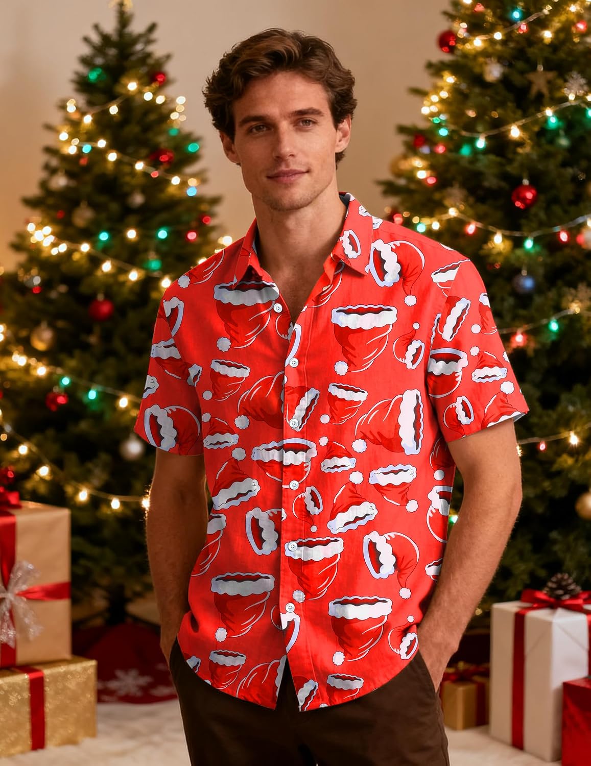 Detalle 2 de Gavliuu Chemise hawaïenne homme à manches courtes imprimé tropical
