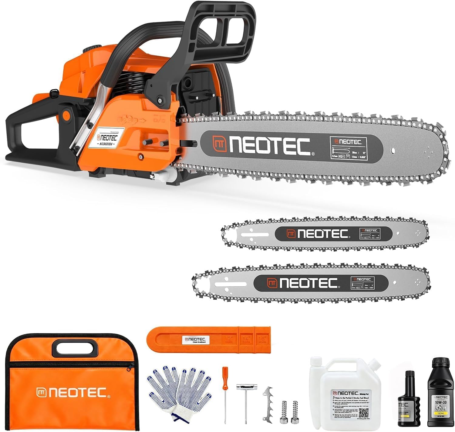 Detalle de NEO-TEC 1D-LTT-NCS6800A-917-1 68CC Gas Chainsaw with 22- and 24-Inch Bars